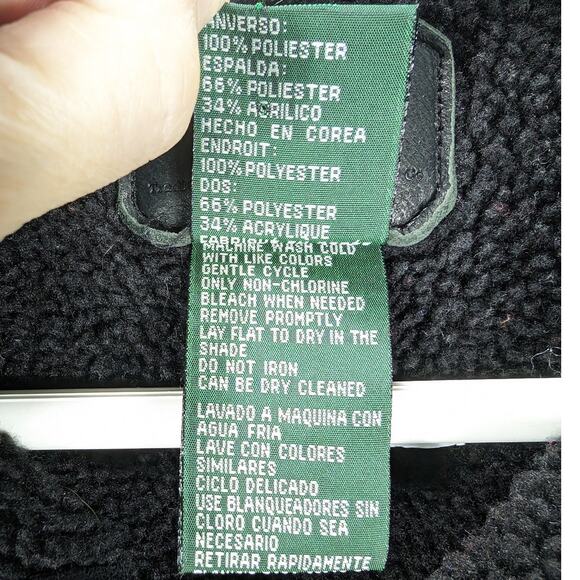 Ralph Lauren Vest Womens PP Petite Black Sherpa Soft Zip up Faux Suede Preppy - Picture 5 of 8